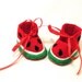 Watermelon baby booties , felt shoe felt baby booties fruit novelty green red newborn baby shoes summer