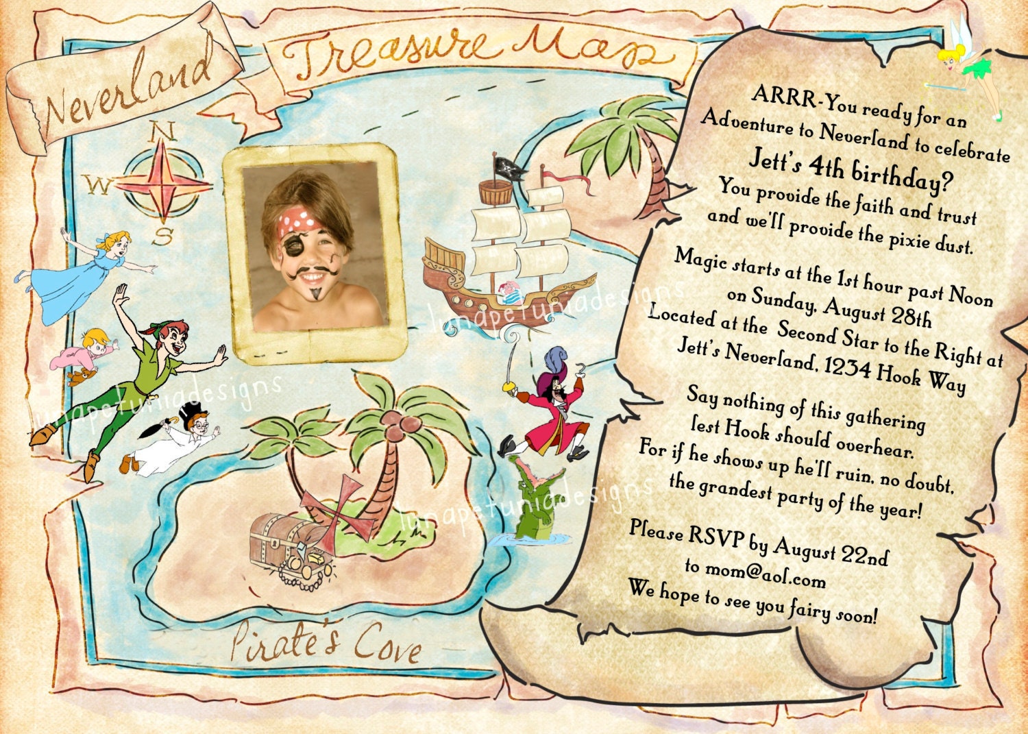 Neverland Treasure Map Invitation