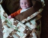 Monkey infant Baby Toddler hand tied quilt Boy Girl blankets 50x40 lap size quilt