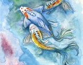 Koi Fish Watercolor Print - 18 x 24 Archival Giclée