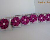 Bridesmaid gift idea - Set of 6 silver grey  silk clutch with fuchsia -monogram the inside for the perfect  gift for summer wedding