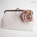 Vintage bridal Inspired clutch - White Lace Clutch with Detachable Silk Flower Brooch (Choose your color) / rustic shabby chic wedding