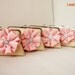 Rustic Fall Wedding Bridesmaid Clutches with Pale Pink Fabric Flowers, Silk Bridesmaid Purse Set of 6