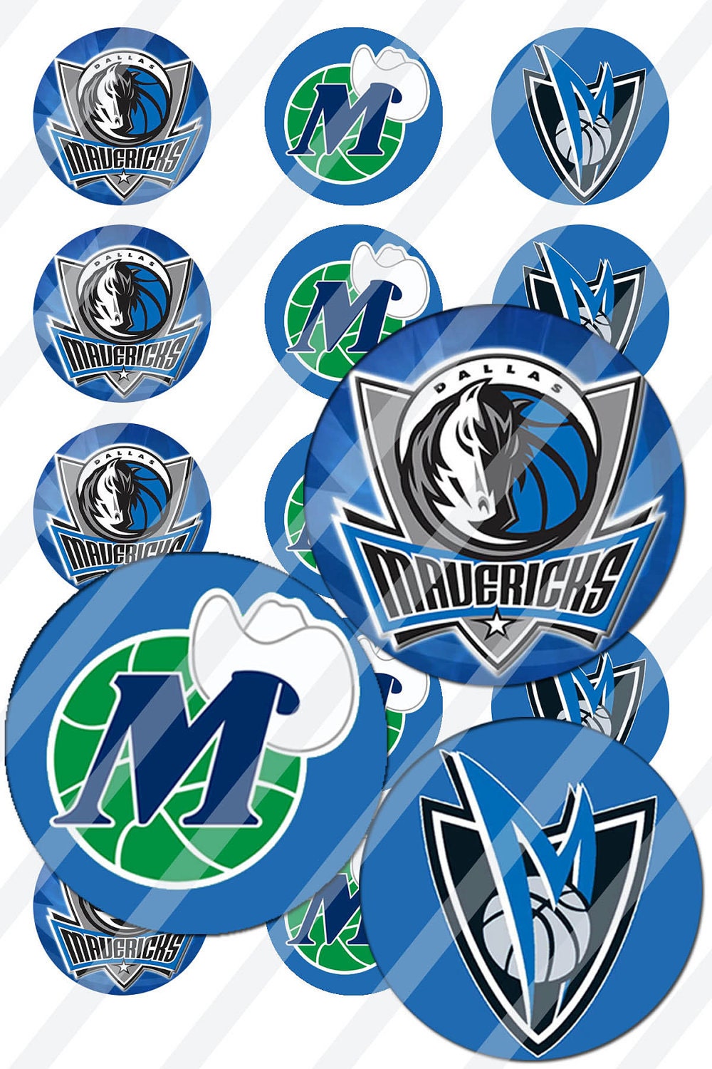 057 - Dallas Mavericks 1 inch circle 15 images 4x6 sheet for bottlecaps