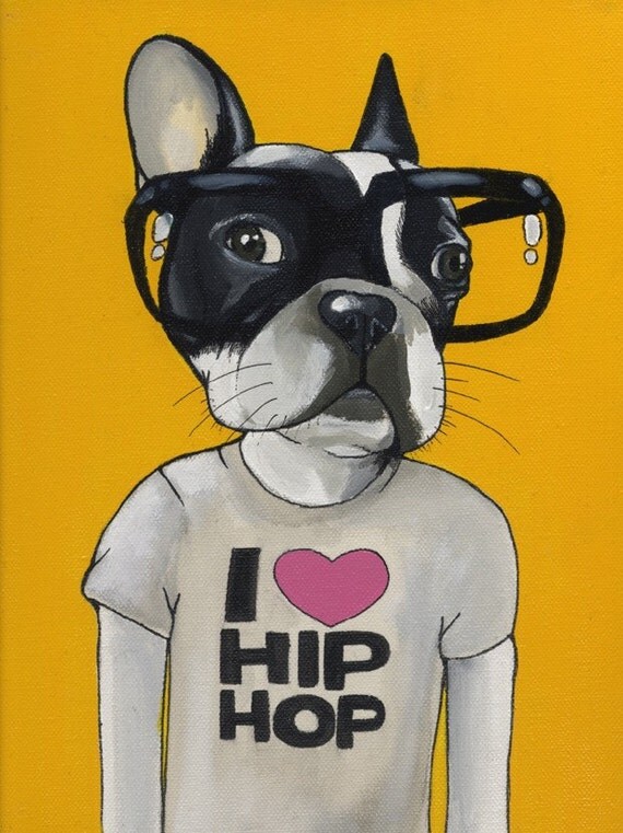 I Love HipHop French Bulldog Painting (24X30cm)