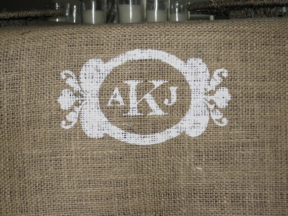 Personalized Burlap Wedding Table Runner- decor for farm, beach, woodland weddings and eco friendly home decor