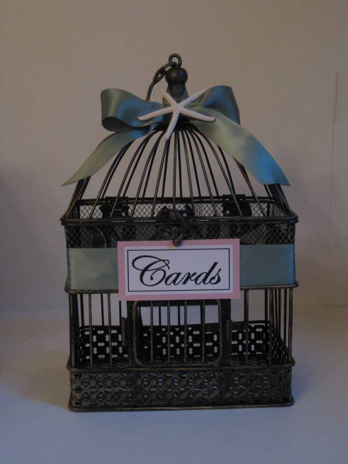 SALE Beautiful VINTAGE bird cage card holder or by KraftyCounsel