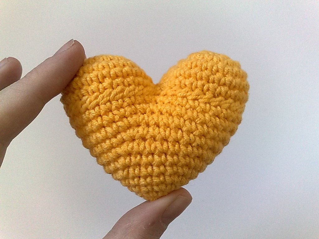 crochet heart yellow valentine's day love gift