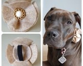 Creme Button Flowery Day Felt Accessory with button for Pet Collars