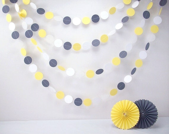 Yellow and Gray 30ft. Garland /////// Yellow and Gray Wedding Garland // Yellow and Gray Nursery // Yellow and Gray Baby Shower //