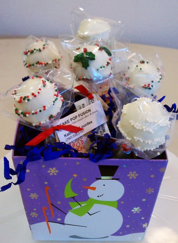 Cake Pop Christmas gift basket by CakePopFusion on Etsy
