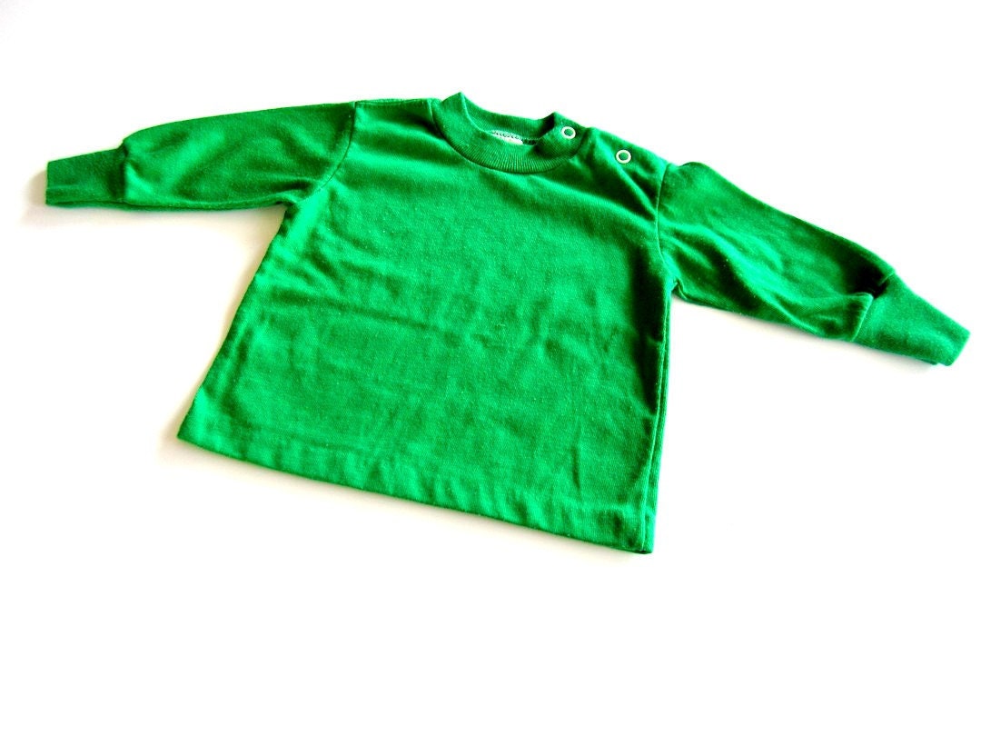 vintage shirt green long sleeved 12 months - OliversForest