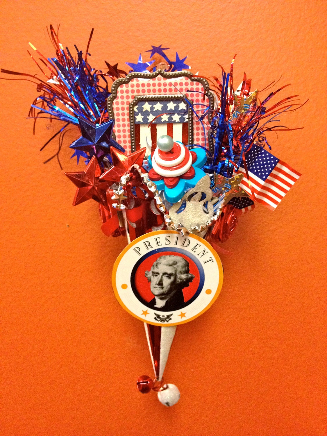 Vintage Inspired 4th of July Feather Tree Decorative Ornament