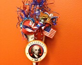 Patriotic Vintage Inspired 4th of July Feather Tree Ornament