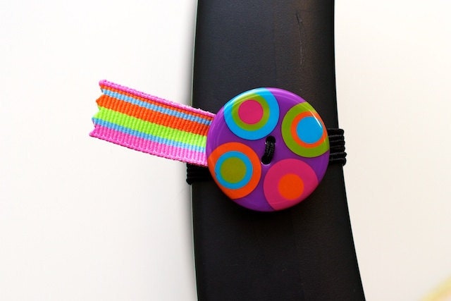 BosoBuddies - Purple/MultiColor Circles w/ MultiColor Striped Ribbon (6019B-007)