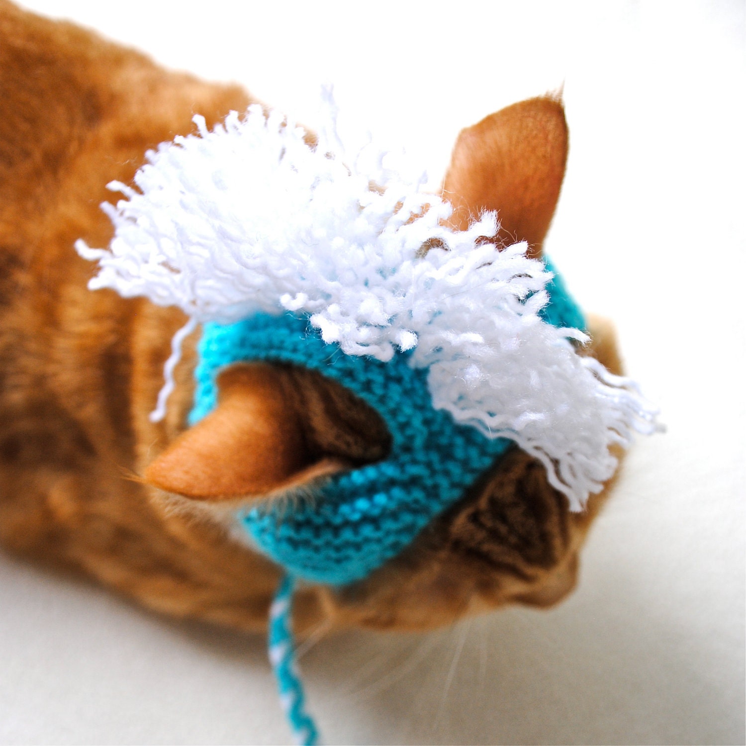 Cat Hat Costume -  Aqua Blue and White Mohawk