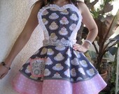 Gray Quaint Cupcakes  Apron