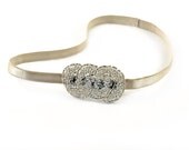 Silver and Cream Celtic Knot Beaded Applique Headband- Hair Accessory