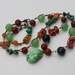 Bogemian Rustic Knotted Gemstone NECKLACE - Light Green and Orange Howlite, Fancy Jasper, Red Jasper  - Ready To Ship