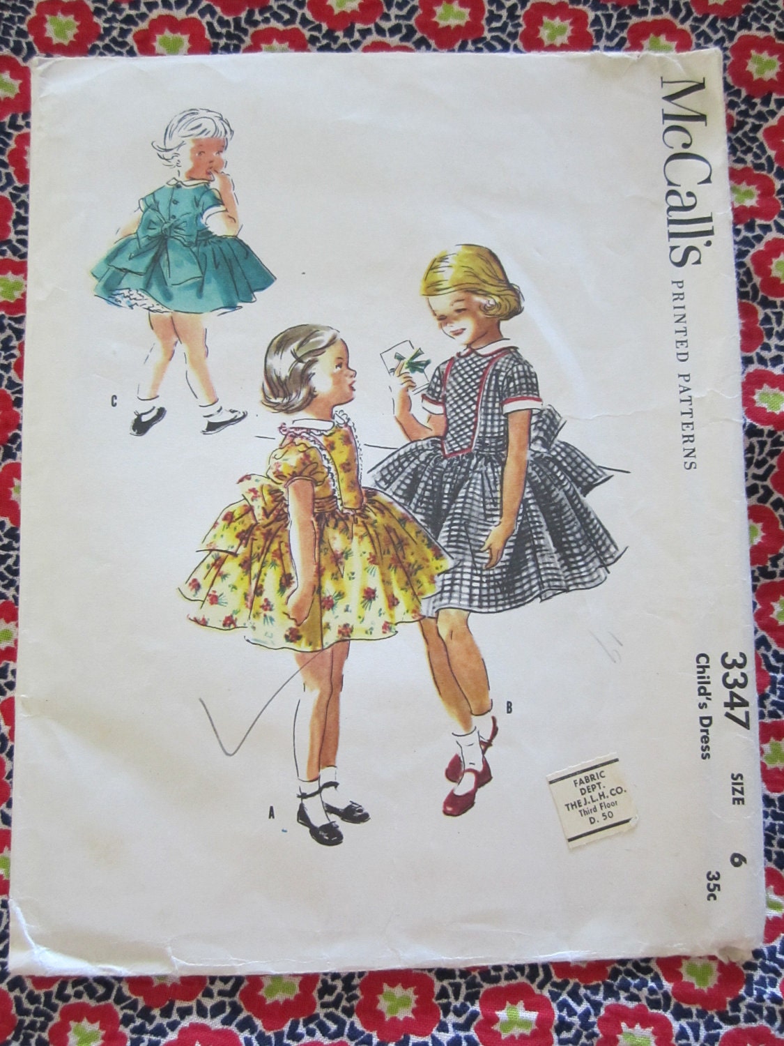 Vintage 1955 McCalls Sewing Pattern 3347..Girl's Dress, Size 6