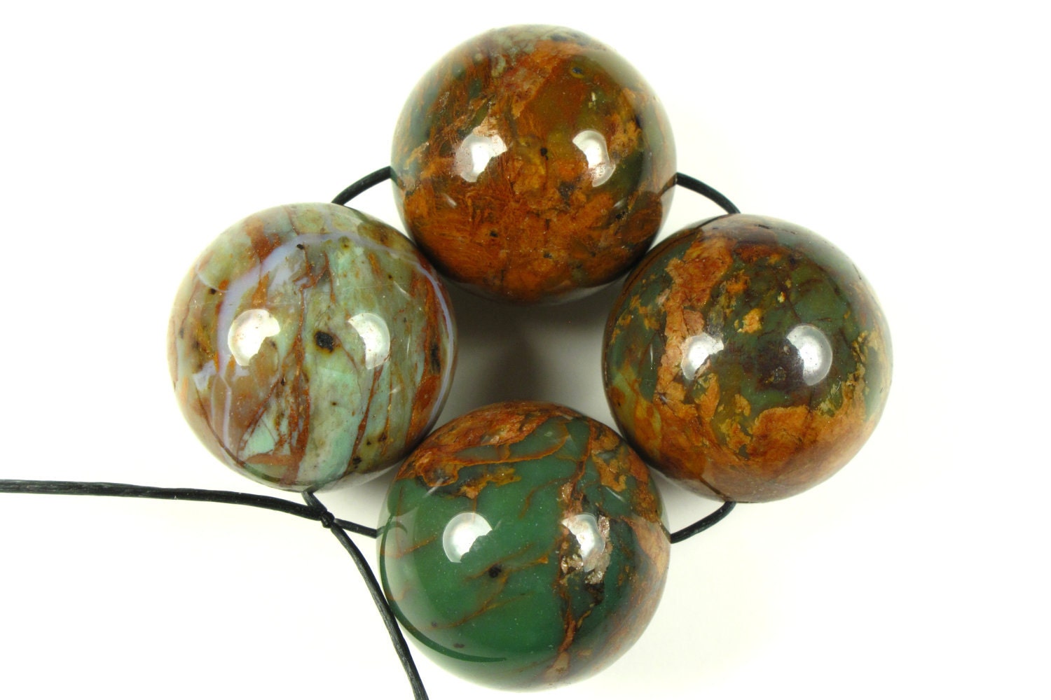 African Green Opal Large Round Bead - 16.5 mm - 4 Pieces - A1683