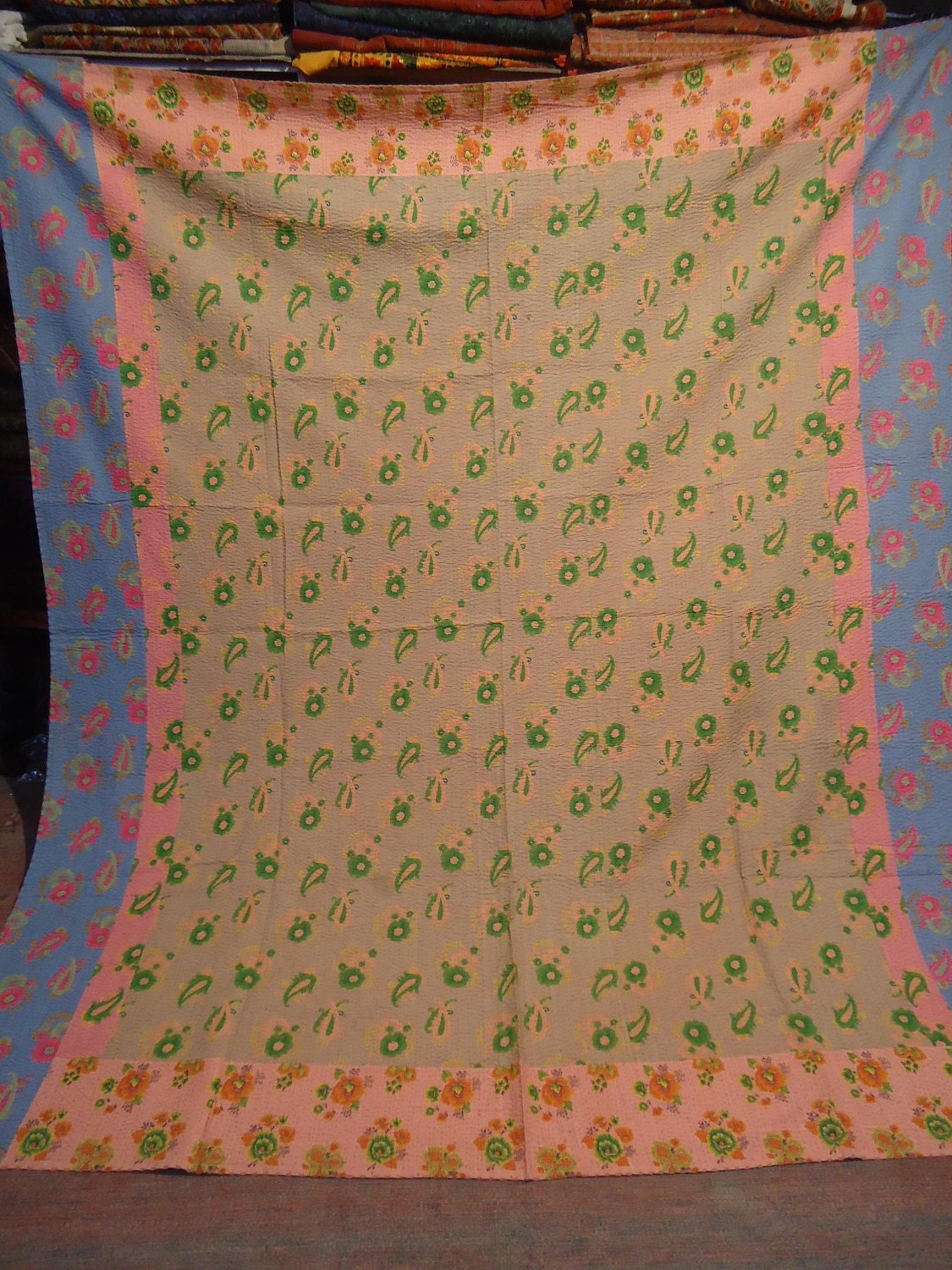 handmade Kantha Quilt throw