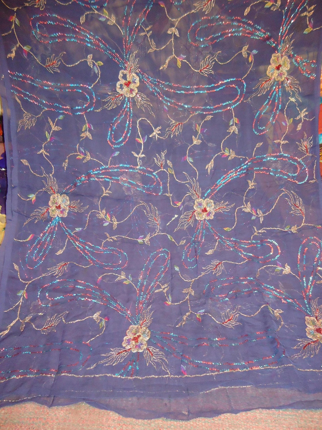 vintage sari scarves with bridal work embroidery
