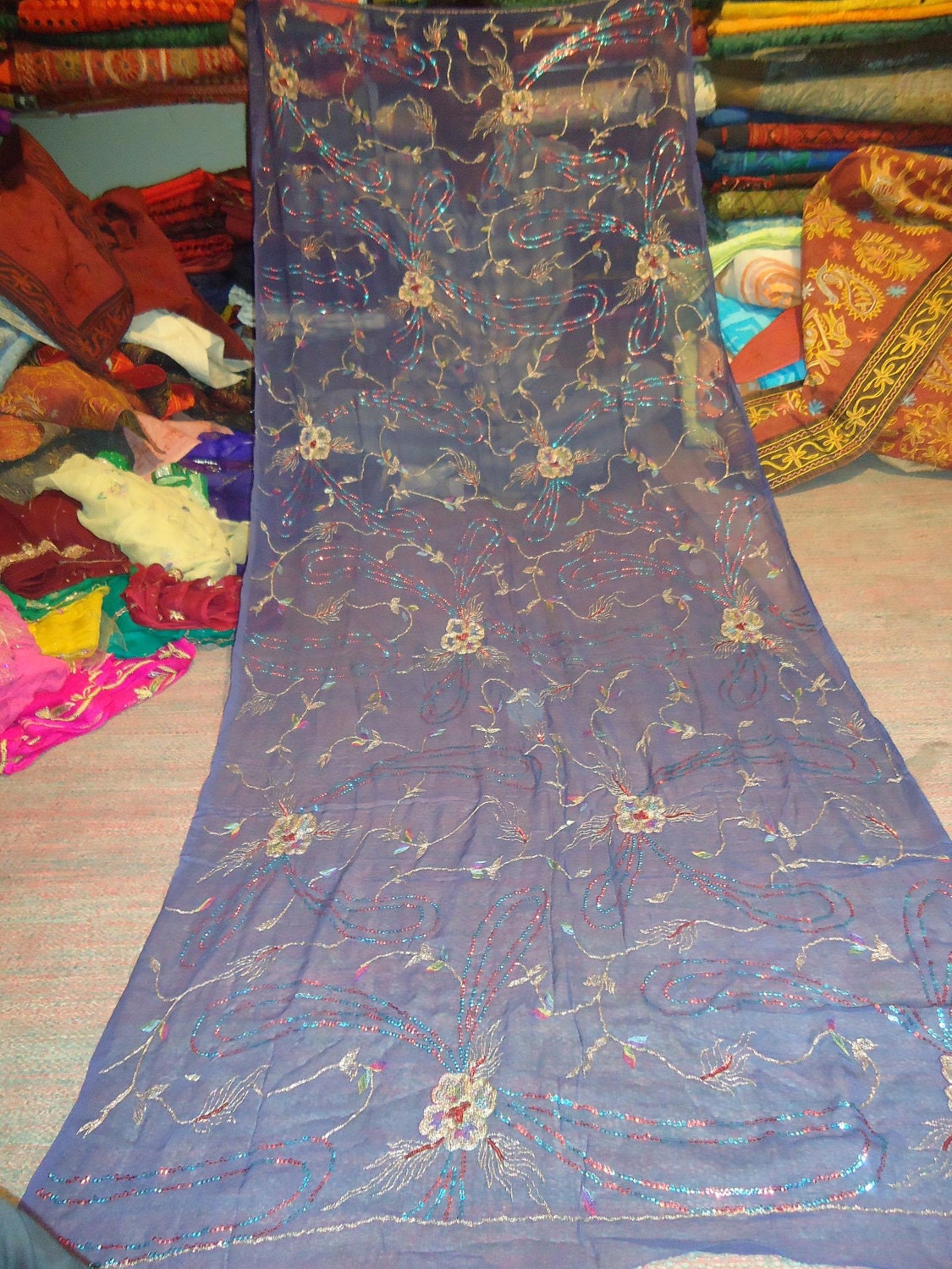 vintage sari scarves with bridal work embroidery