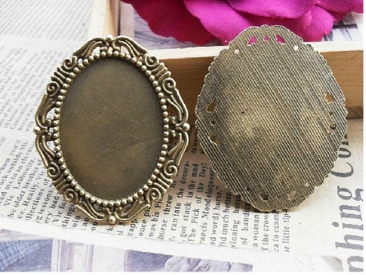 10pcs 45x54mm-30x40mm Antique Bronze   Cameo Cabochon Base Setting Pendants Charm Pendant