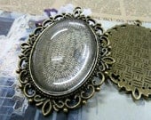 20 pcs 30X40Antique Bronze  Cameo Cabochon Base Setting Tray Blanks Pendants Charm Pendant