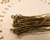 100ps  50mm Antique Bronze  Pin Findings P22
