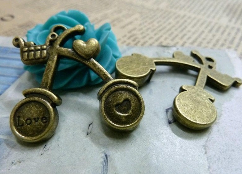5pcs 34x36mm The  Love Bicycle Antique Bronze Retro Pendant Charm For Jewelry Pendant C2015