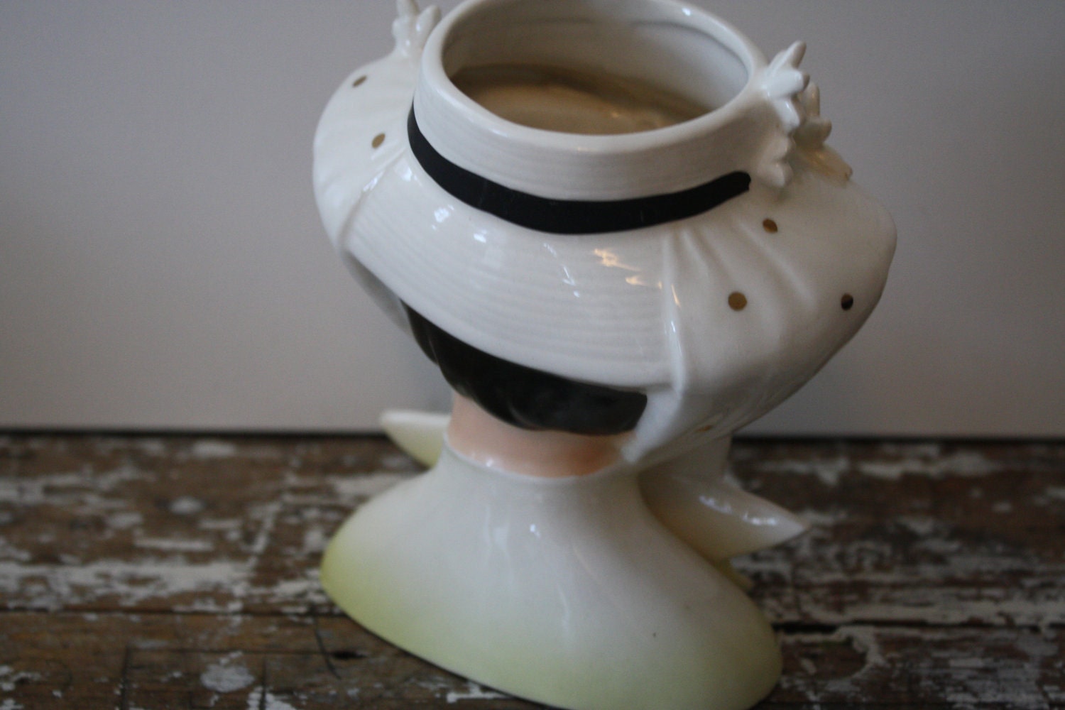 Yellow Relpo Head Vase Girl in Yellow Bonnet Collectible Vintage Decor