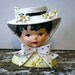Yellow Relpo Head Vase Girl in Yellow Bonnet Collectible Vintage Decor