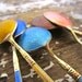 Vintage Pastel Sterling and Enamel Demitasse GUILLOCHE spoons set of 5