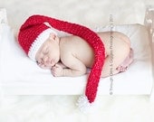 Santa Sparkles Long Tail Elf Hat - newborn to 5 years size