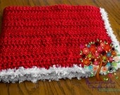 Thick Christmas Blanket Photography Prop - Red with White Fur Trim