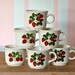 Strawberry Blossom Teacups - Ceramic Mugs - Set of 6