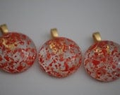 Set of 3 Red Bridesmaid Glass Marbles Recycled into Pendants with 14k Gold plated bails