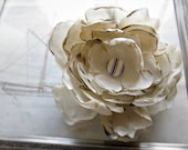 Fabric Flower made with a Recycled Sail- Hair Clip/Pin- Nautical Wedding