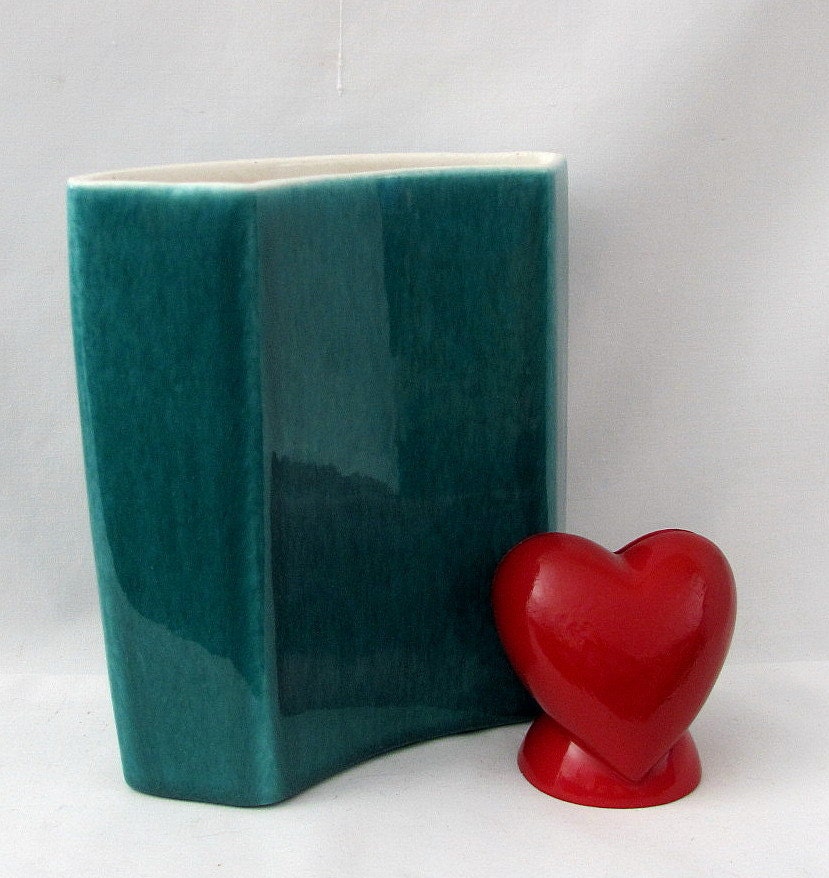 Vintage Aqua Ceramic Four Sided Arched Vase - Really Rightfully Retro