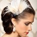 Ivory Bridal Head Piece Champagne Peacock Feather Fascinator Vintage Inspired Rhinestone Wedding Hair Piece - Made to Order - VIVIAN