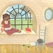 Digital print of a children illustration- "Reading by the window"