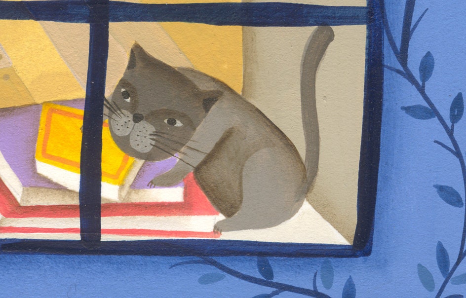 Children illustration print art - "Reading at night"