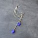 Dark Blue Heart Double Chain Double Pierce Cartilage Earring (Single-Side)
