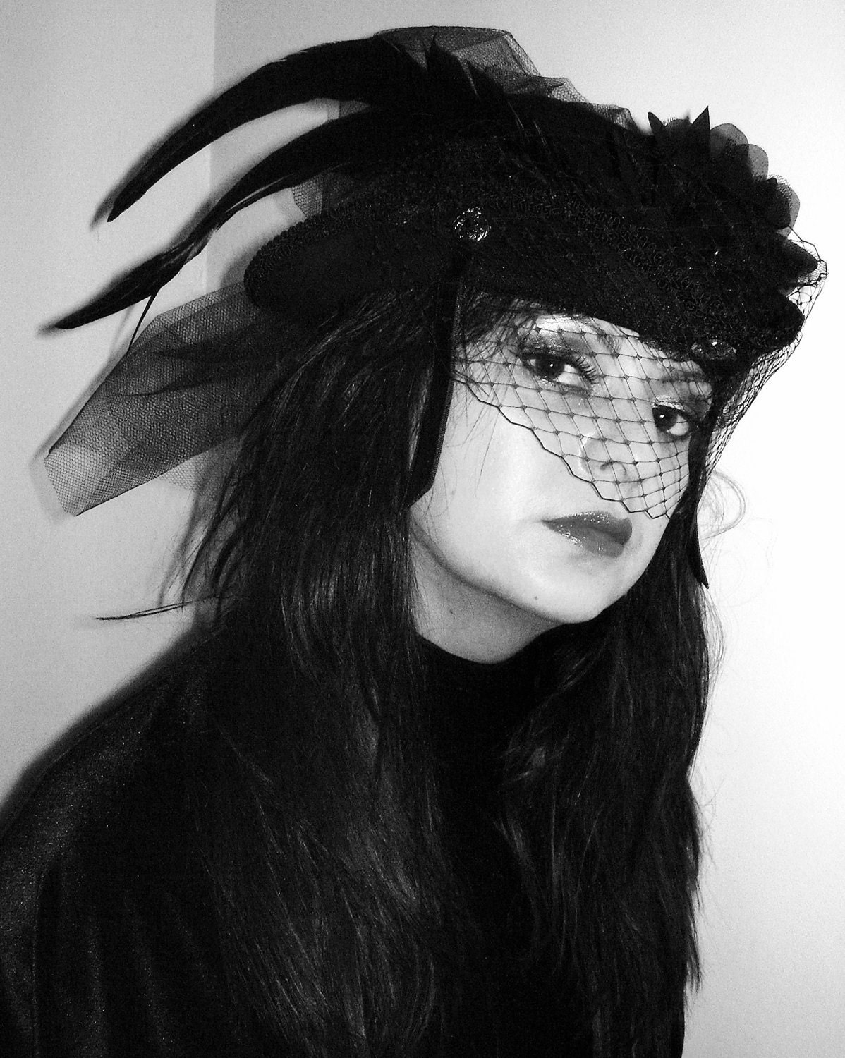 Black Bustle Neo Victorian riding hat