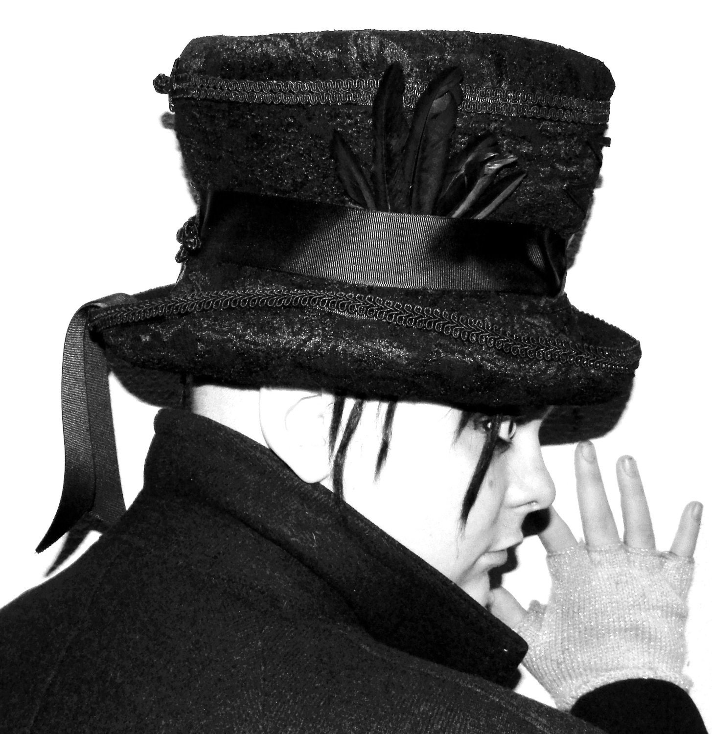 black Mad Hatter Undertaker Mourning hat Sir Rook