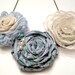 French Cottage Bib Necklace -- Vintage Blue & Cream Colored Fabric and Lace Flowers Bib Necklace, OrginalOOAK Handmade