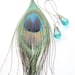 Peacock Teal Swarovski Crystal Earrings on Long Antiqued Bronze Wires -- Natural Elements Jewelry Collection