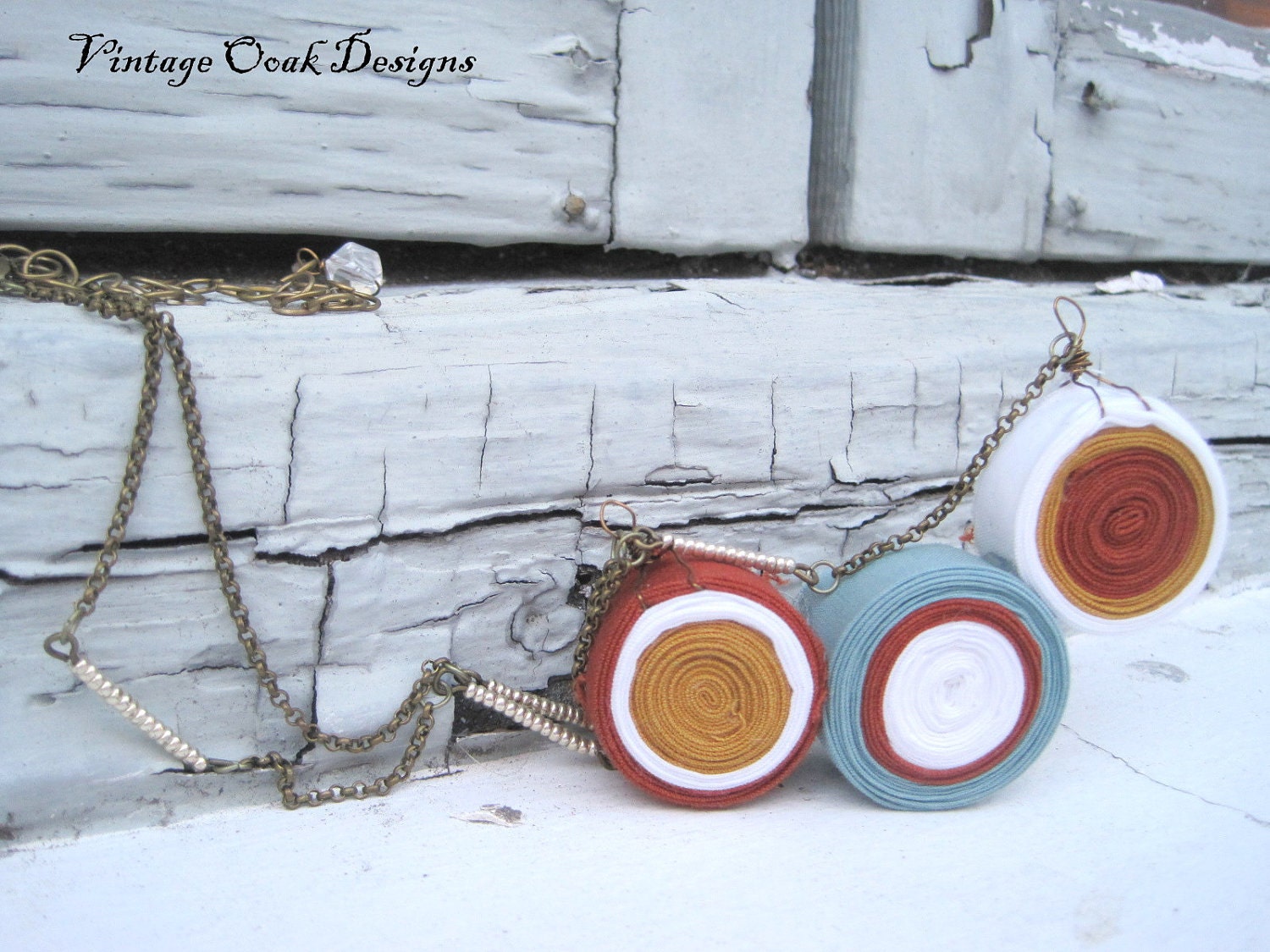 Fabric Statement Necklace, Natural Tones Geometric Spheres Rustic Earth-toned Layered Necklace -- Discover the Secrets of the Earth